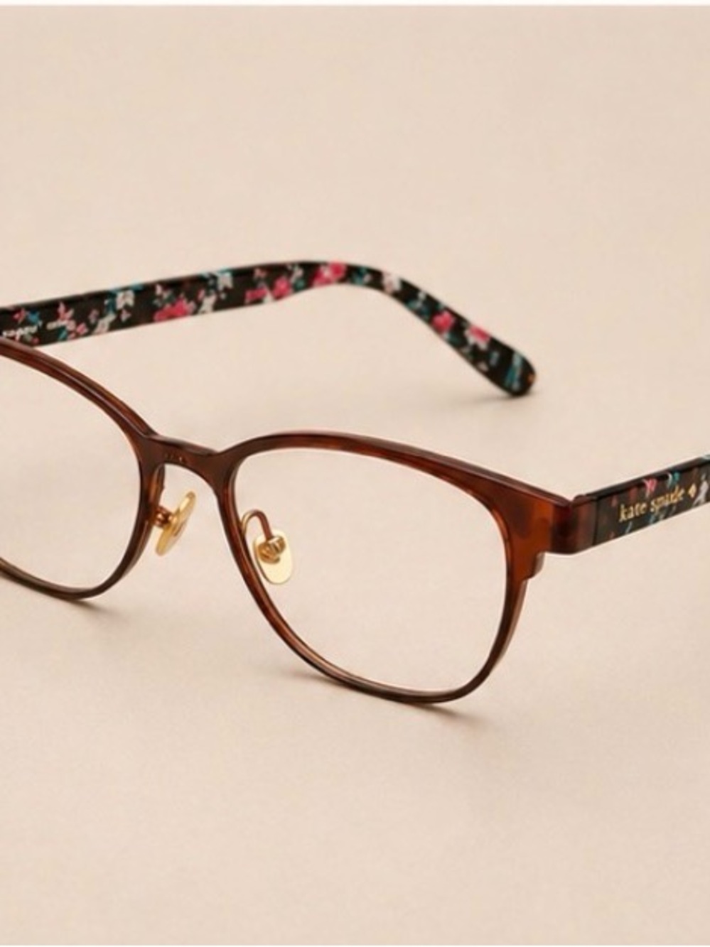 Kate Spade Eyeglasses Frames Tortoiseshell Floral Arms Designer Eyewear